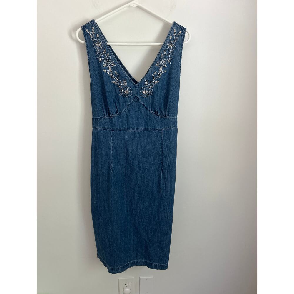 Faded Glory Embroidered Denim Dress XL – Vintage 100% Cotton Made in Mexico - Picture 2 of 8